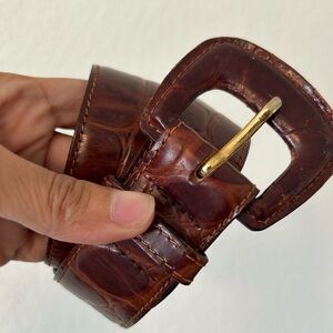 Vintage Harold's Croc Embossed Leather Belt‎ SZ Small